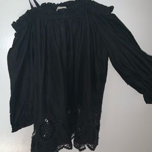 black cold shoulder blouse